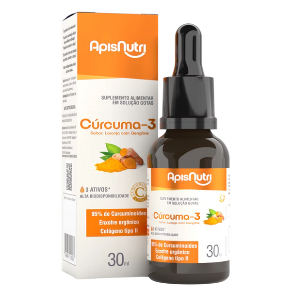 Cúrcuma-3 Gotas 30ml Sabor Laranja com Gengibre