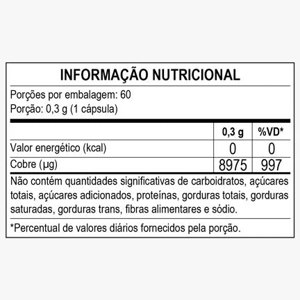Suplemento Mineral de Cobre 280mg 60 Cáps
