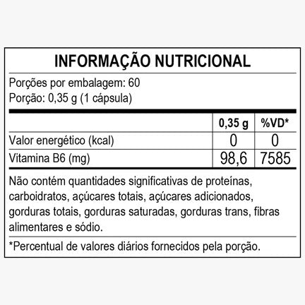 Suplemento de Vitamina B6 280mg 60 Cáps