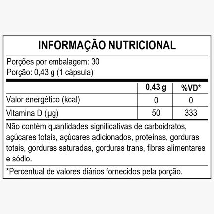 Suplemento de Vitamina D3 Oil 250mg 30 Cáps